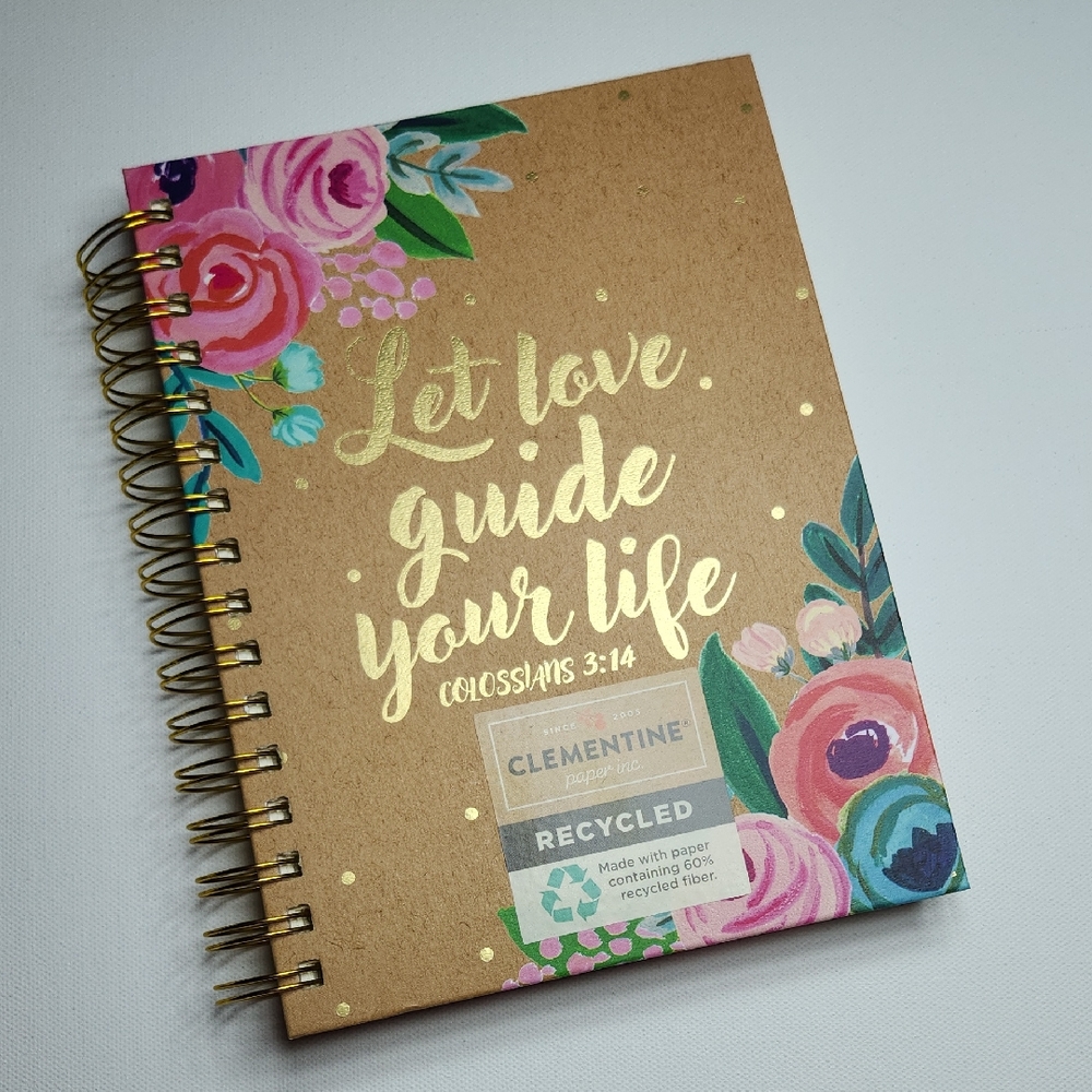 Clementine Paper Inc. “Let Love Guide Your Life” Floral Spiral Journal | Eco Rec